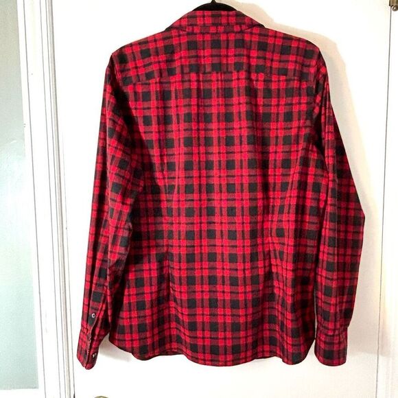 Chaps XL red & black check no iron cotton contrast print detail button front shi - Picture 3 of 7